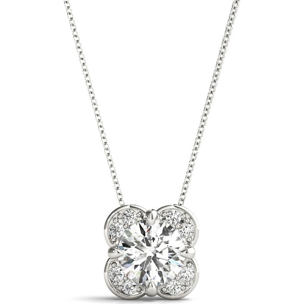14K White Gold Lab Diamond Halo Pendant - 0.067 Carat Total Weight by Robinson's Jewelers