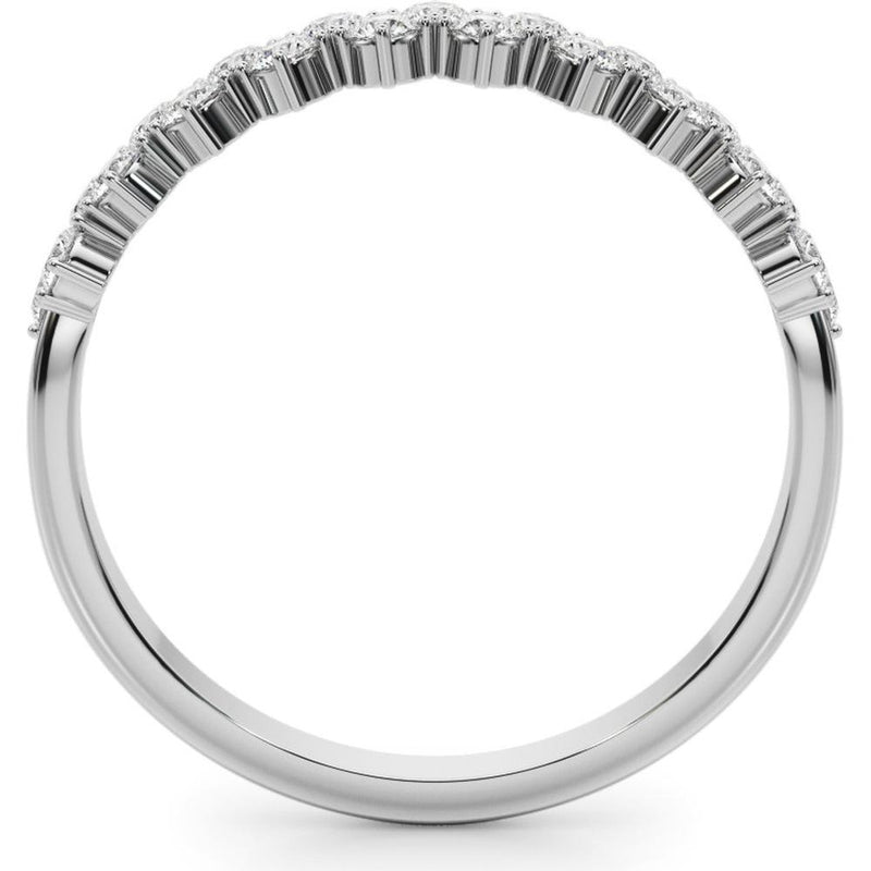 14K White Gold Lab Diamond Two Row Band Round Ring - 0.50 Carat Total Weight - Size 7 by Robinson's Jewelers