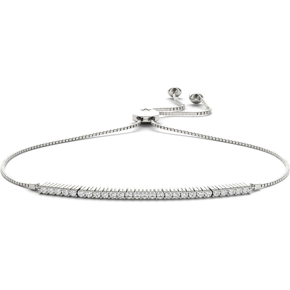 14K White Gold Lab Grown Diamond Adjustable Bracelet - 3/8 Carats Total Diamond Weight by Robinson's Jewelers