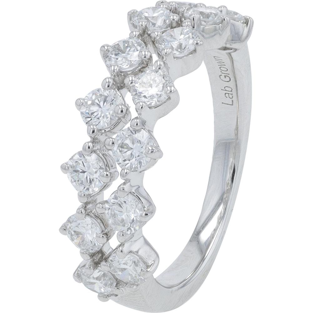 14K White Gold Lab Grown Diamond Band with 1.33 Carat Total Round Diamonds