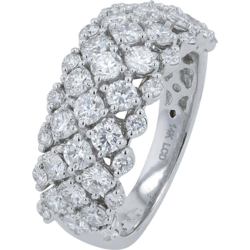 14K White Gold Lab Grown Diamond Band with Round Cut Diamonds - 2.00 Carat Total Diamond Weight