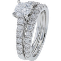 14K White Gold Lab Grown Diamond Bridal Set with 4-Prong Round Center and Matching Diamond Band - 2.00 Carat Total Diamond Weight