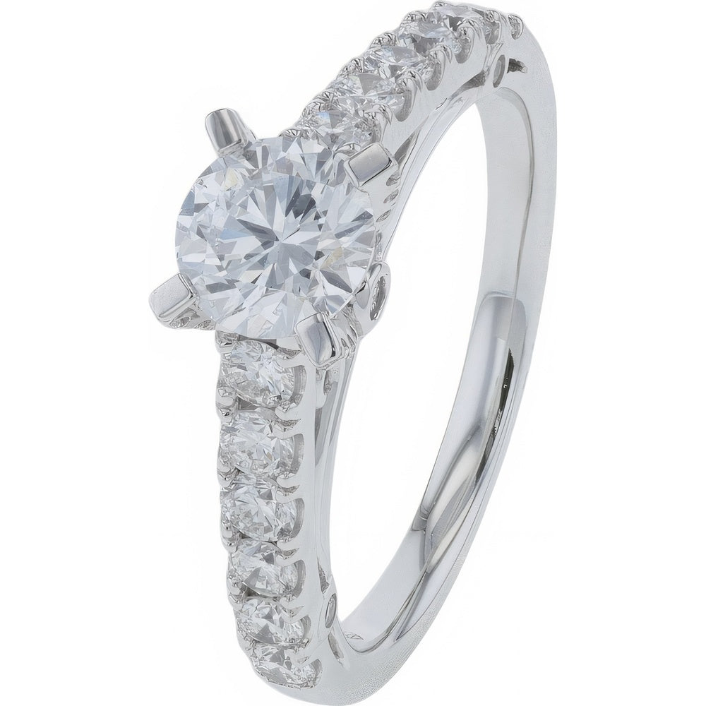 14K White Gold Lab Grown Diamond Bridal Set with 4-Prong Round Center and Matching Diamond Band - 2.00 Carat Total Diamond Weight
