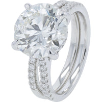 14K White Gold Lab Grown Diamond Bridal Set with 5.00 Carat Round Brilliant Center and Hidden Halo Pavé Split Shank - 5.50 Carat Total Diamond Weight