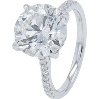 14K White Gold Lab Grown Diamond Bridal Set with 5.00 Carat Round Brilliant Center and Hidden Halo Pavé Split Shank - 5.50 Carat Total Diamond Weight