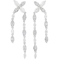 14K White Gold Lab Grown Diamond Drop Earrings with Marquise Diamonds - 4.00 Carat Total Diamond Weight
