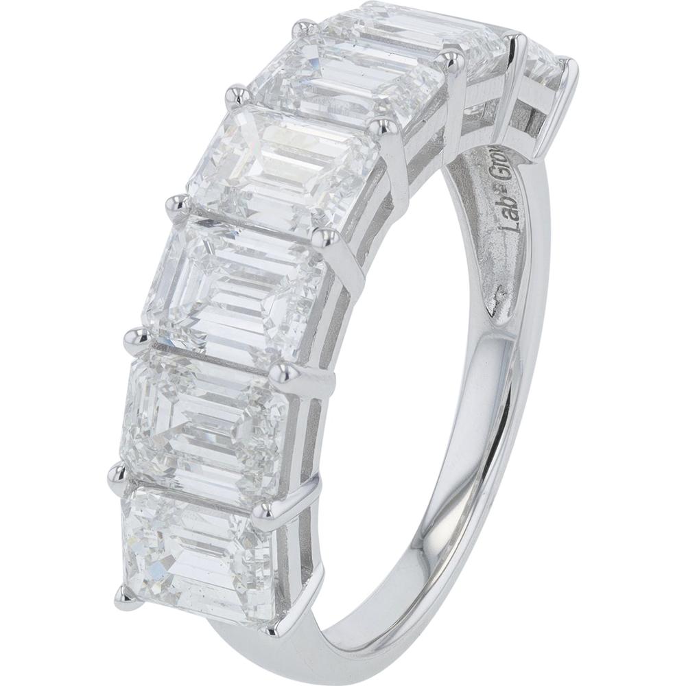 14K White Gold Lab Grown Diamond Emerald Cut Band - 5.00 Carat Total Diamond Weight
