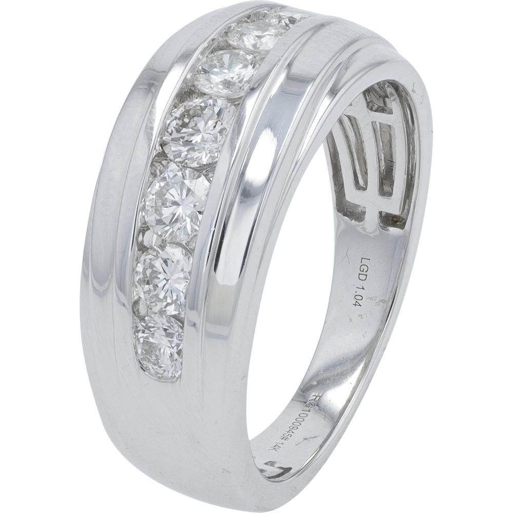 14K White Gold Lab Grown Diamond Gents Wedding Band - 1.00 Carat Total Diamond Weight