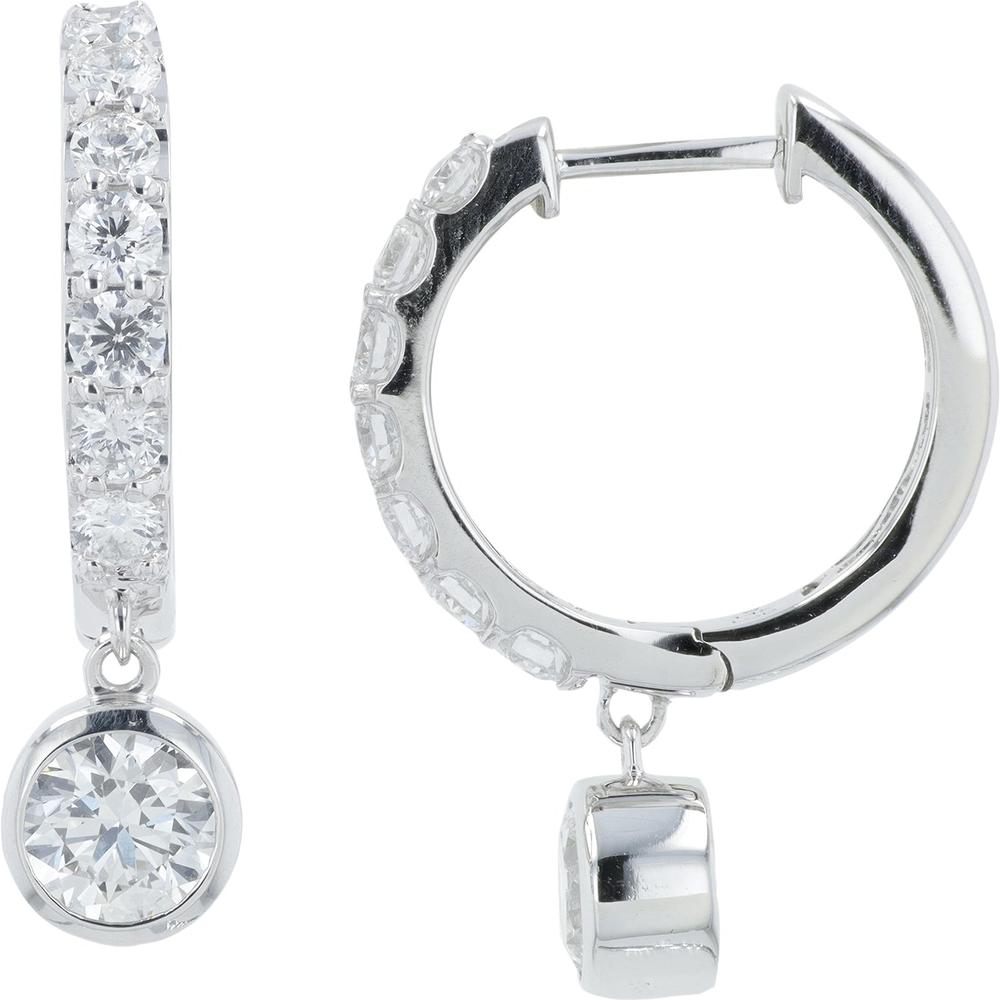 14K White Gold Lab Grown Diamond Hoop Earrings - 3.25 Carat Total Diamond Weight