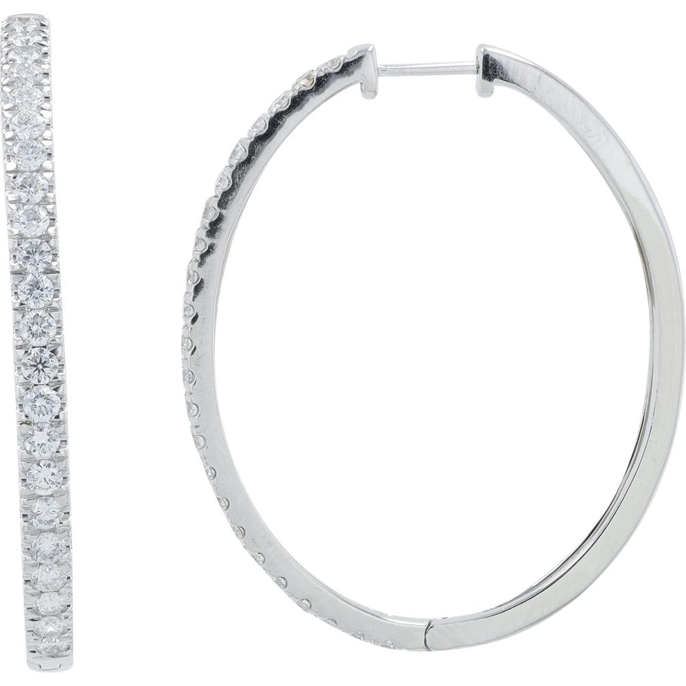 14K White Gold Lab Grown Diamond Hoops - 1.87 Carat Total Diamond Weight
