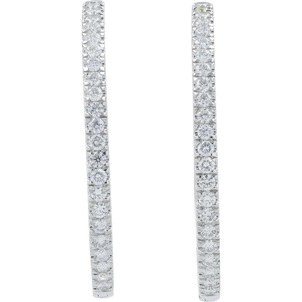 14K White Gold Lab Grown Diamond Hoops - 1.87 Carat Total Diamond Weight