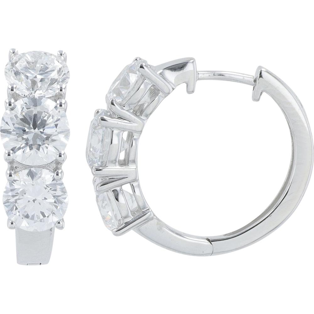 14K White Gold Lab Grown Diamond Huggie Earrings - 5.00 Carat Total Diamond Weight