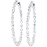 14K White Gold Lab Grown Diamond Inside-Out Hoop Earrings - 2.00 Carat Total Diamond Weight