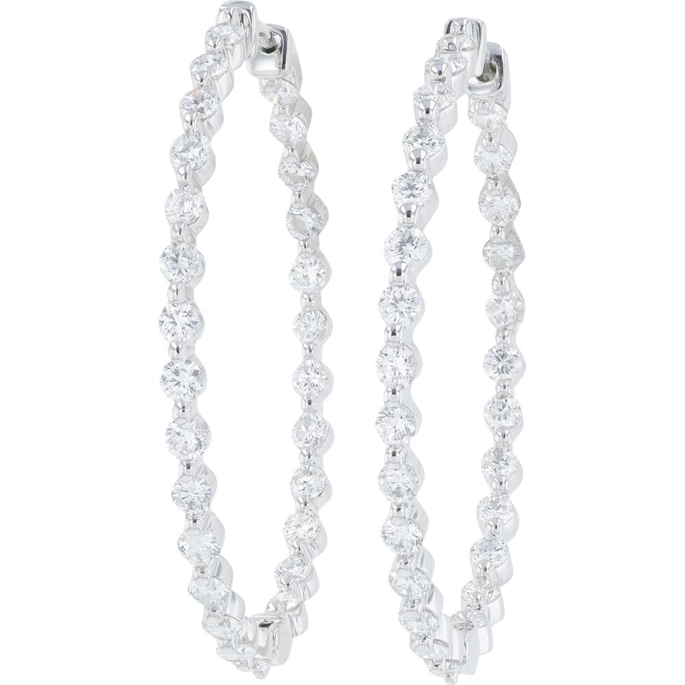 14K White Gold Lab Grown Diamond Inside-Out Hoop Earrings - 2.00 Carat Total Diamond Weight