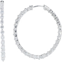 14K White Gold Lab Grown Diamond Inside-Out Hoop Earrings - 2.00 Carat Total Diamond Weight