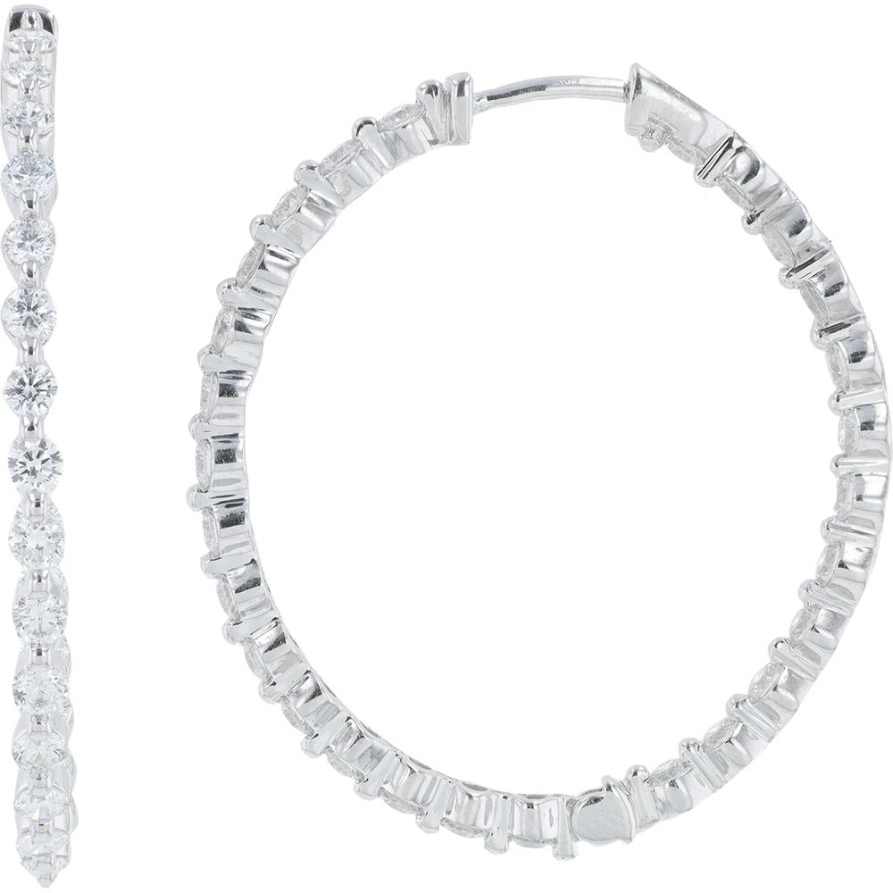 14K White Gold Lab Grown Diamond Inside-Out Hoop Earrings - 2.00 Carat Total Diamond Weight