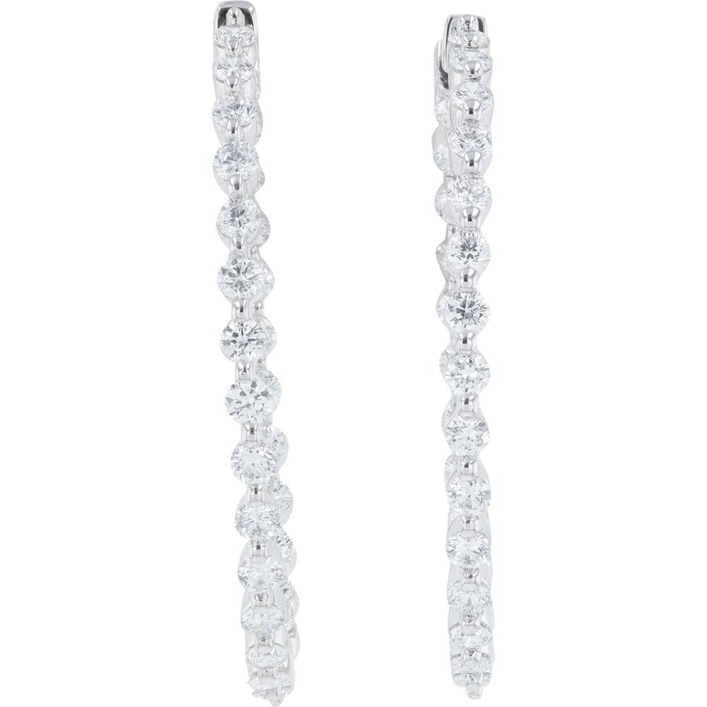 14K White Gold Lab Grown Diamond Inside-Out Hoop Earrings - 2.00 Carat Total Diamond Weight