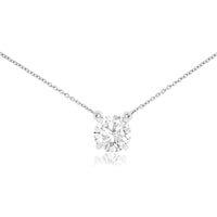14K White Gold Lab Grown Diamond Pendant Necklace with 2.06 Carat Round Diamond - Royal Jewelry