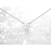 14K White Gold Lab Grown Diamond Pendant Necklace with 2.06 Carat Round Diamond - Royal Jewelry
