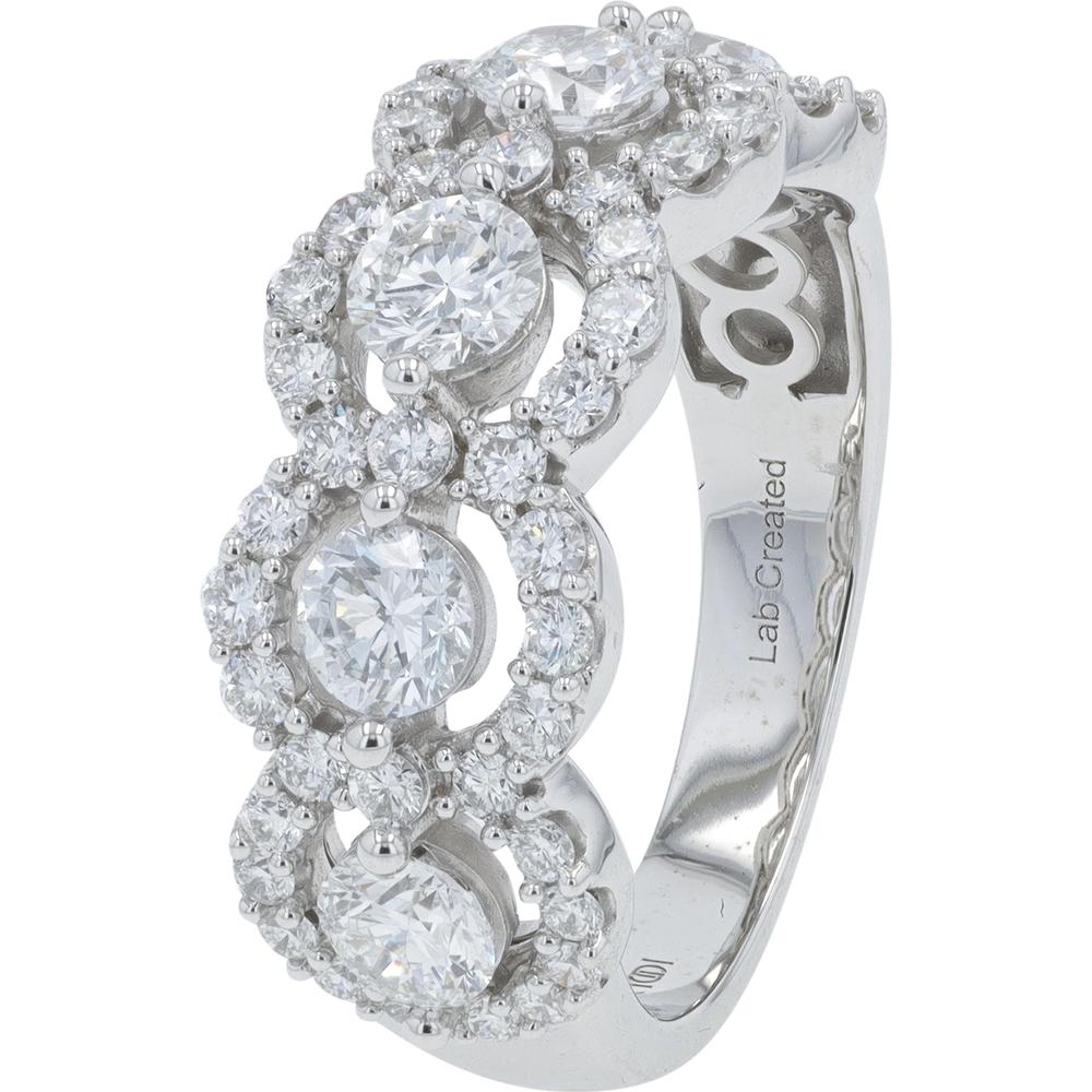 14K White Gold Lab Grown Diamond Ring with Prong Set Round Diamonds - 2.00 Carat Total Diamond Weight