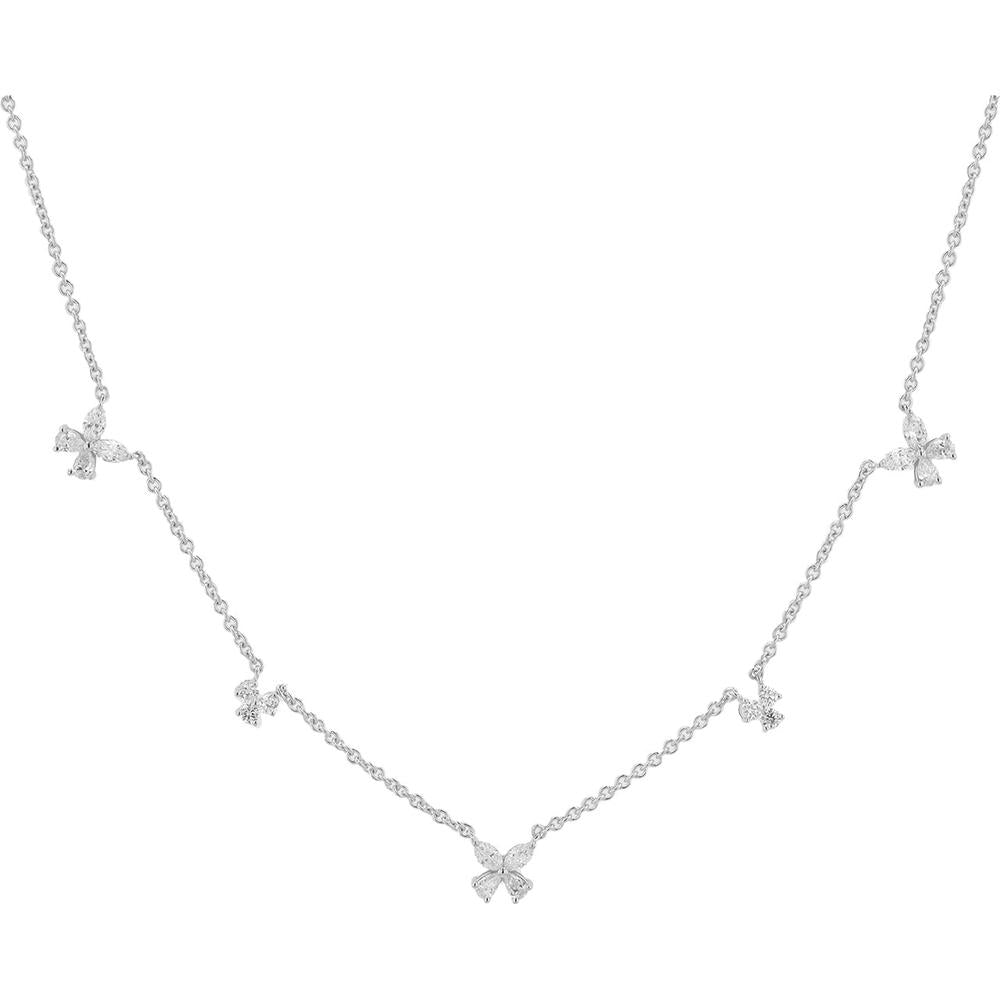 14K White Gold Lab Grown Diamond Station Necklace with 1.00 Carats Total Diamond Weight