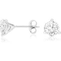 14K White Gold Lab Grown Diamond Stud Earrings - 2 Carat Total Diamond Weight