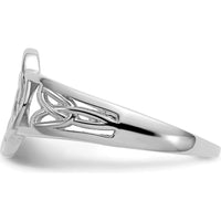 14K White Gold Ladies Celtic Knot Ring with Polished Finish and Silver Tone Plating by Oro Pregiato