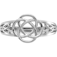 14K White Gold Ladies Celtic Knot Ring with Polished Finish and Silver Tone Plating by Oro Pregiato