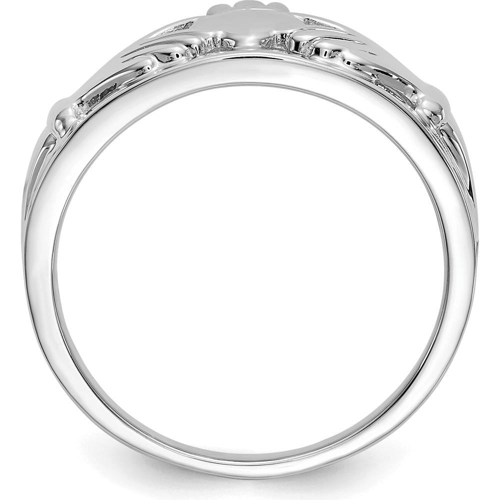 14K White Gold Ladies Claddagh Ring with Rhodium Plating - Meaningful Irish Love Symbol by Oro Pregiato