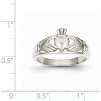 14K White Gold Ladies Claddagh Ring with Rhodium Plating - Meaningful Irish Love Symbol by Oro Pregiato