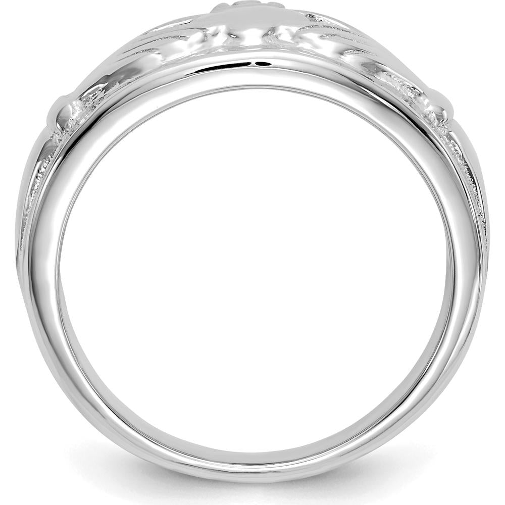 14K White Gold Ladies Claddagh Ring with Rhodium Plating - Symbol of Love and Loyalty by Oro Pregiato