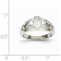 14K White Gold Ladies Claddagh Ring with Rhodium Plating - Symbol of Love and Loyalty by Oro Pregiato