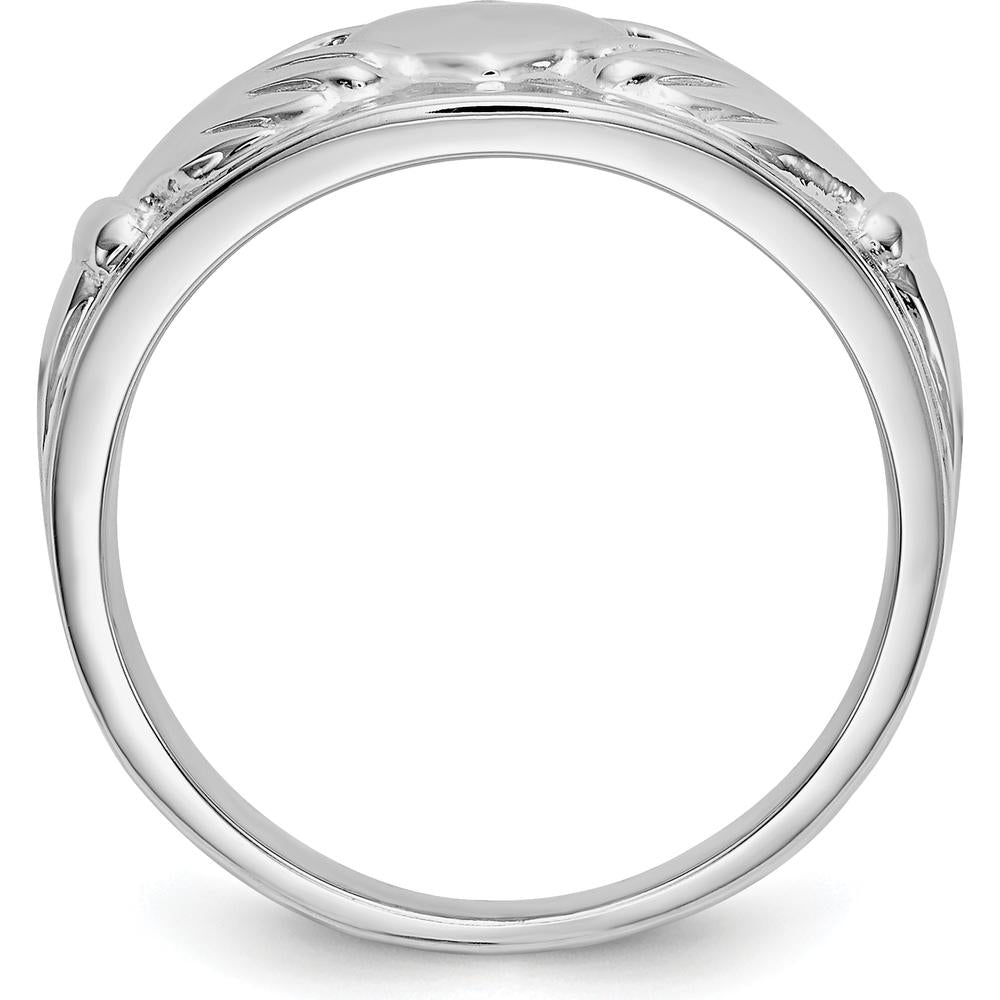 14K White Gold Ladies Claddagh Ring with Rhodium Plating - Symbol of Love and Loyalty by Oro Pregiato