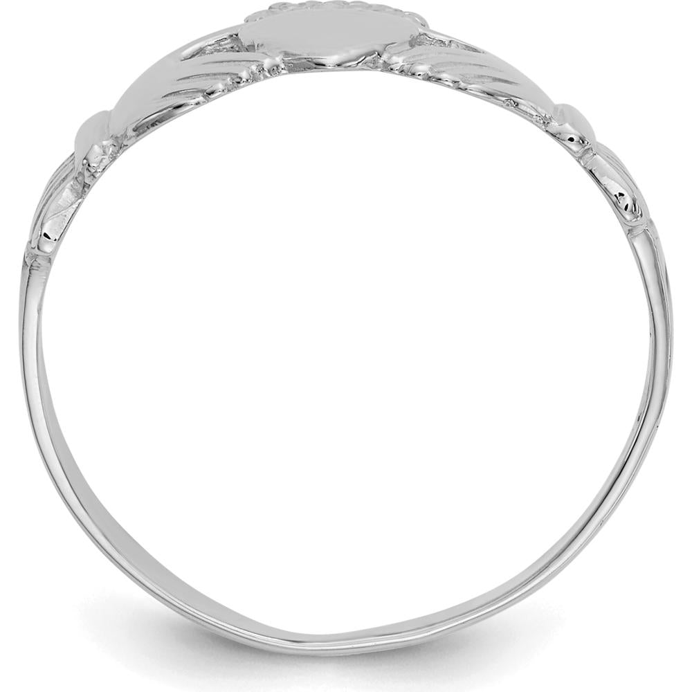 14K White Gold Ladies Claddagh Ring with Rhodium Plating - Timeless Love Symbol by Oro Pregiato