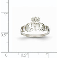 14K White Gold Ladies Claddagh Ring with Rhodium Plating - Timeless Love Symbol by Oro Pregiato