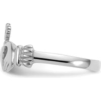 14K White Gold Ladies Claddagh Ring with Rhodium Plating - Timeless Love Symbol by Oro Pregiato