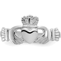 14K White Gold Ladies Claddagh Ring with Rhodium Plating - Timeless Love Symbol by Oro Pregiato