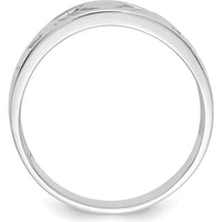 14K White Gold Ladies Polished Claddagh Band with Rhodium Plating - 8mm Width by Oro Pregiato