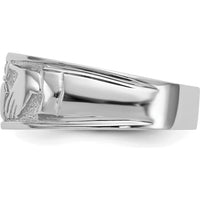 14K White Gold Ladies Polished Claddagh Band with Rhodium Plating - 8mm Width by Oro Pregiato
