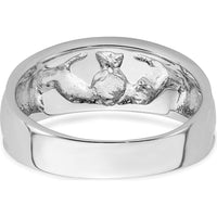 14K White Gold Ladies Polished Claddagh Band with Rhodium Plating - 8mm Width by Oro Pregiato