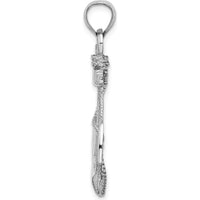 14K White Gold Large Anchor with Rope Pendant - Polished Finish by Oro Pregiato
