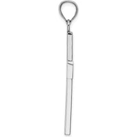 14K White Gold Large Block Cross Pendant with Rhodium Plating by Oro Pregiato