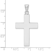 14K White Gold Large Block Cross Pendant with Rhodium Plating by Oro Pregiato