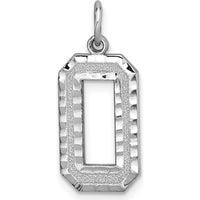 14K White Gold Large Brushed Diamond-Cut Number 0 Charm with Rhodium Plating by Oro Pregiato
