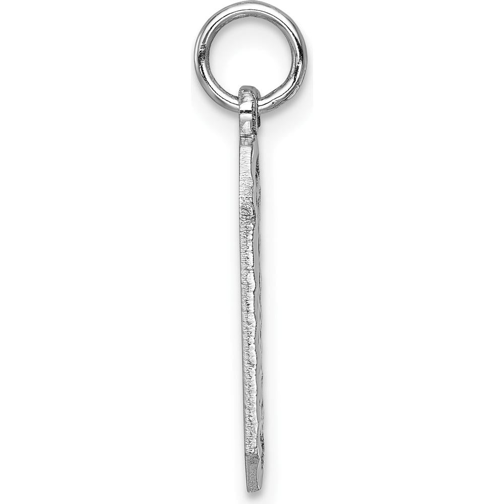 14K White Gold Large Brushed Diamond-Cut Number 0 Charm with Rhodium Plating by Oro Pregiato