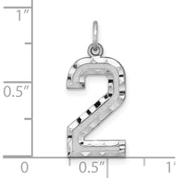 14K White Gold Large Brushed Diamond-Cut Number 2 Charm by Oro Pregiato