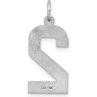 14K White Gold Large Brushed Diamond-Cut Number 2 Charm by Oro Pregiato