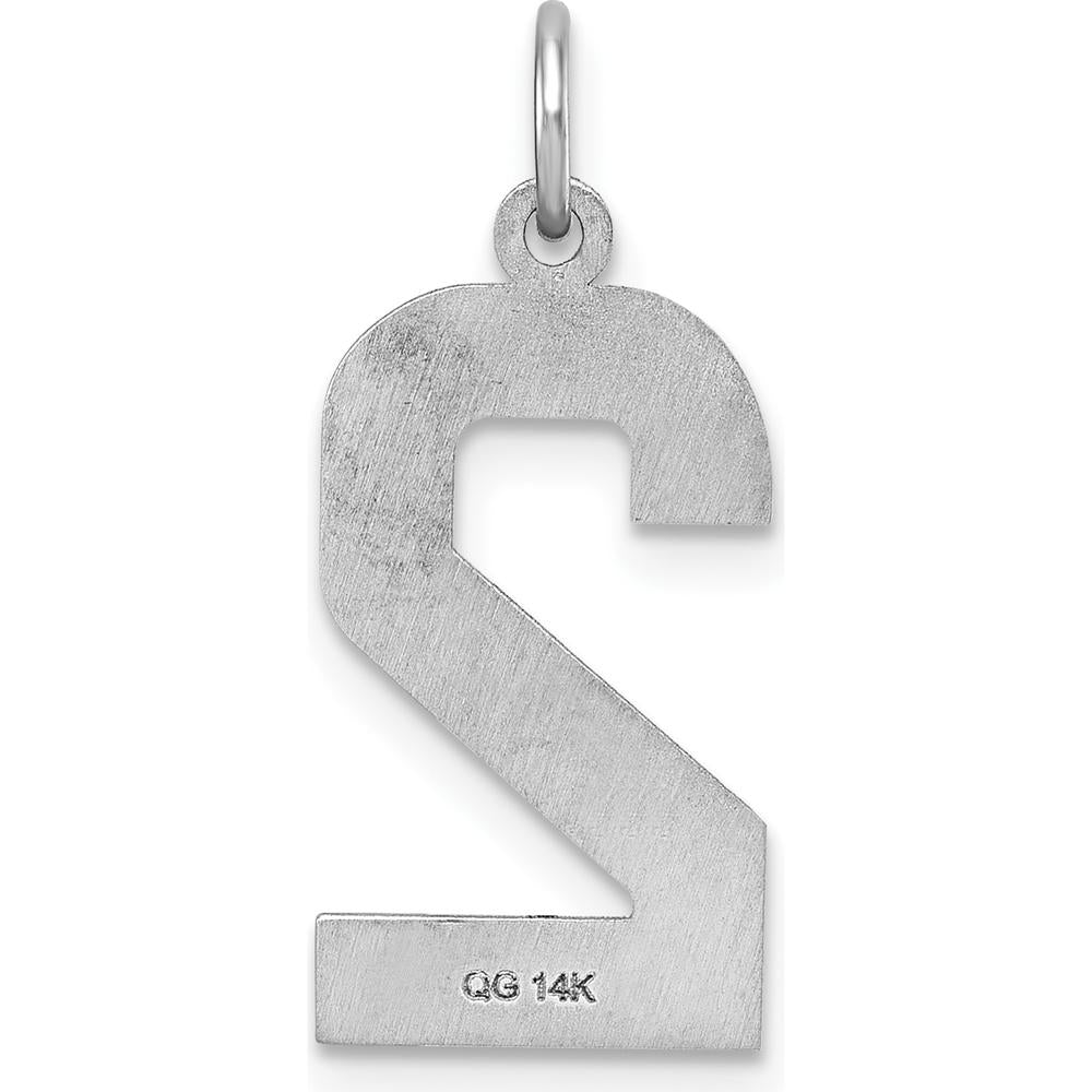 14K White Gold Large Brushed Diamond-Cut Number 2 Charm by Oro Pregiato