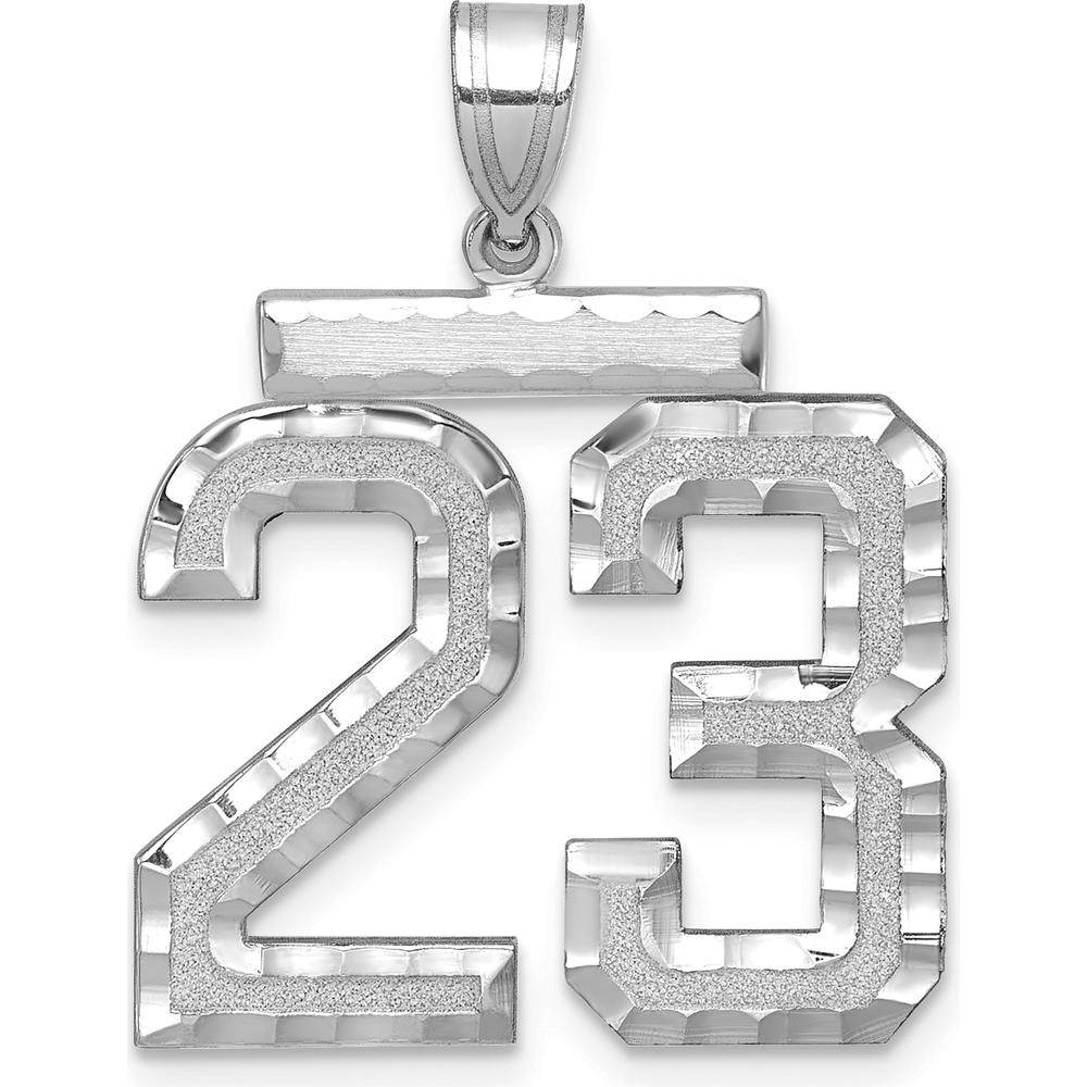 14K White Gold Large Brushed Diamond-Cut Number 23 Charm by Oro Pregiato