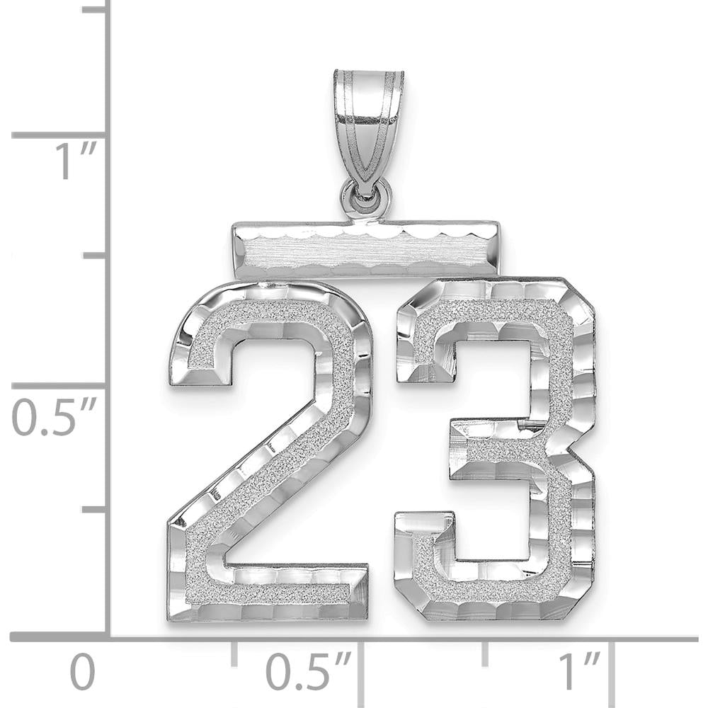 14K White Gold Large Brushed Diamond-Cut Number 23 Charm by Oro Pregiato